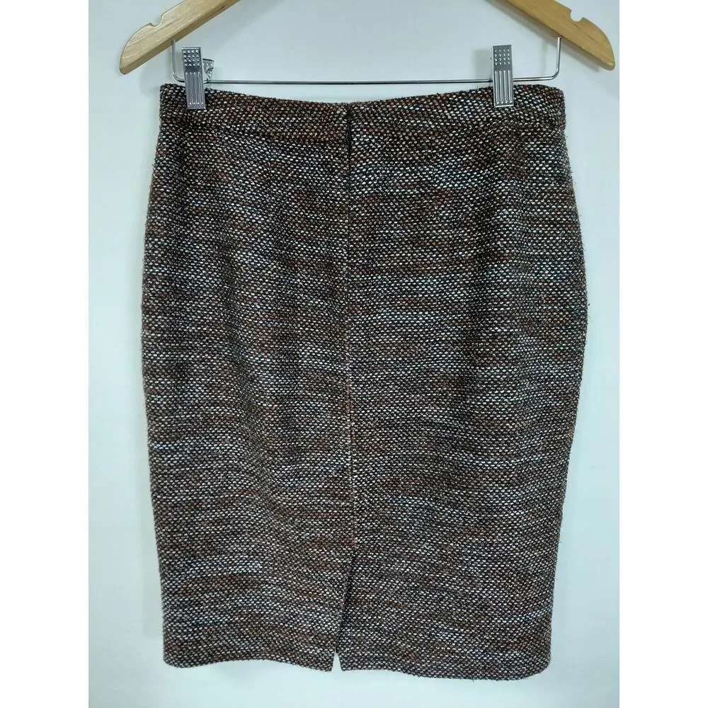 Ann Taylor Petite Brown Textured Tweed Pencil Skirt Women Size 4P